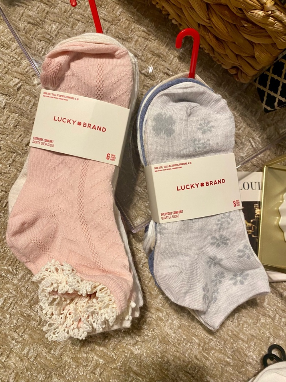 Lucky Brand Pink & Light Gray Everyday Comfort Socks - 6/8 Pack